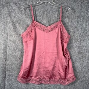 Y2K Ashley Stewart Camisole Tank Womens 14/16 Satin Lace Trim‎ Rose Fairycore